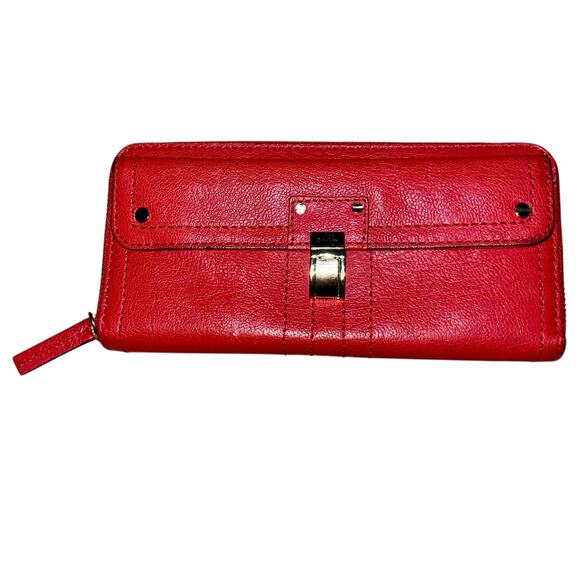 Milly Red Leather Long Wallet Classic 8" x 4" - Picture 9 of 13